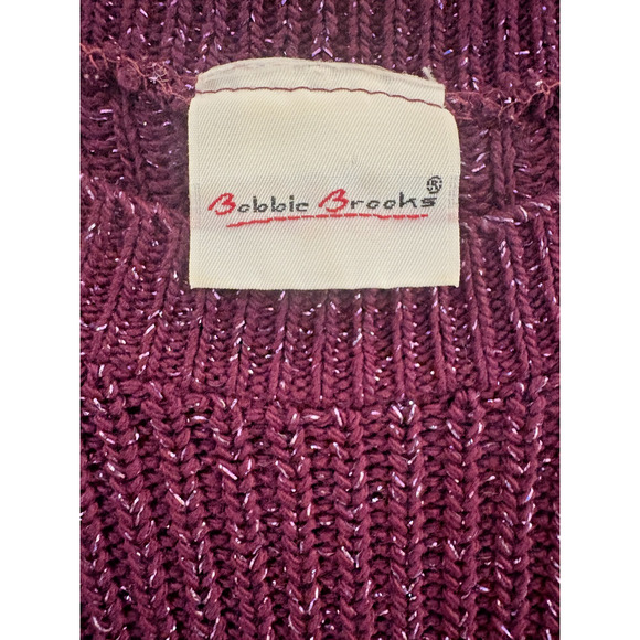 VTG Bobbie Brooks Ladies Size Oversize S Purple Sparkly Long Sleeve Sweater - Picture 2 of 3